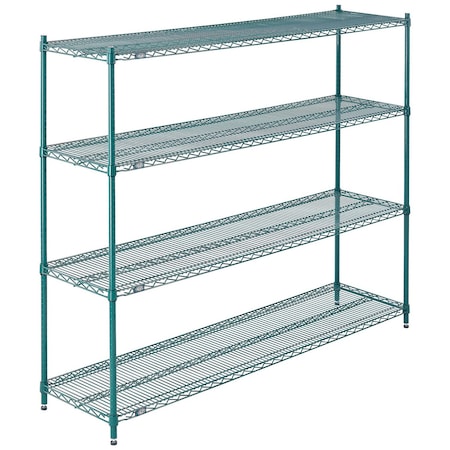 Nexel Wire Shelving, Green Epoxy, 72W X 18D X 63H 18726G